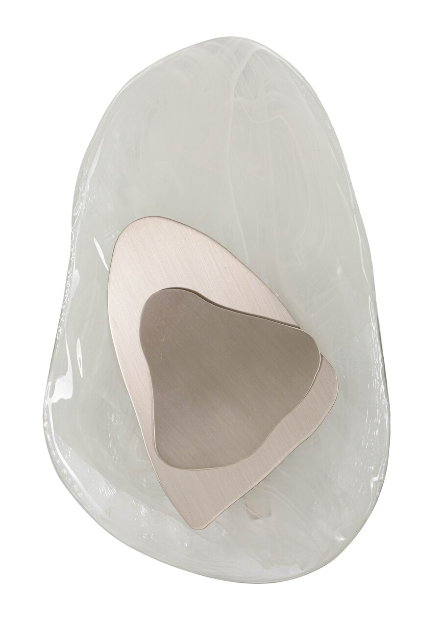 Aplica de perete Ocean, Mauro Ferretti, 1 x E14, 40W, 21x8x32 cm, sticla/fier, argintiu/alb - imagine 7